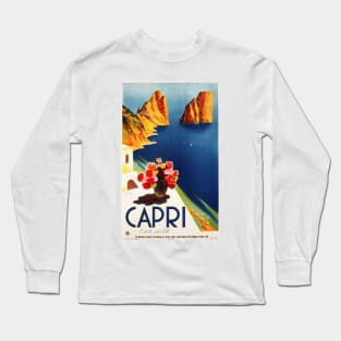 CAPRI Island in the Sun NAPLES ITALY Travel Poster Vintage Art Deco Long Sleeve T-Shirt
